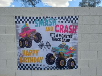 Monster truck birthday party decor