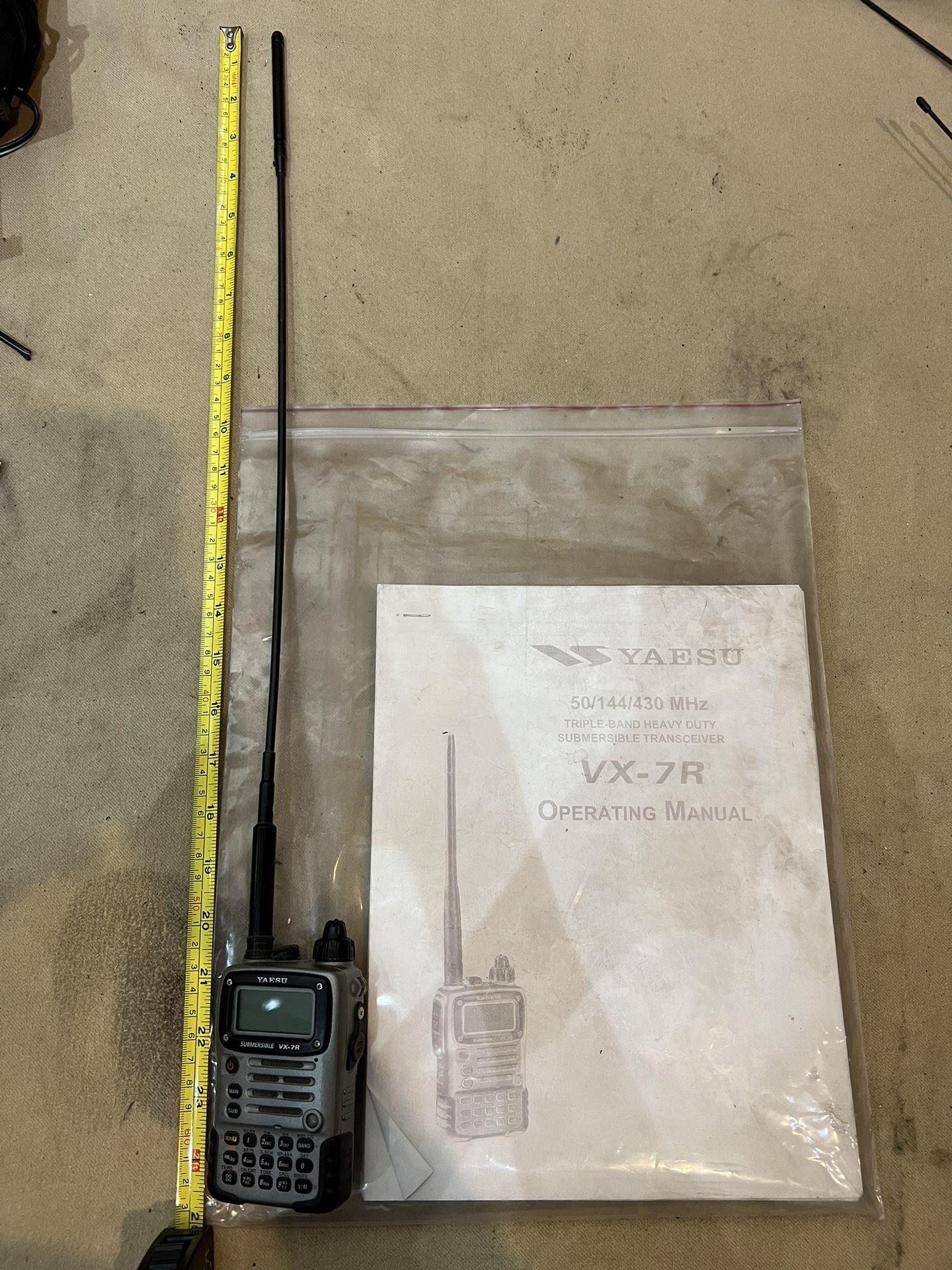 Used YAESU VX-7R Submersible Transceiver w/ 21” Antenna & Manual
