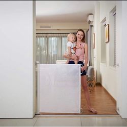 EasyBaby Extra Wide Retractable Baby Gate, 33" Tall, Extends up to 71" Wide,