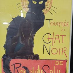 Art- Deco Framed French Print Entitled "Tournee du Chat Noir