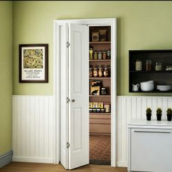 JUBEST 30in. x 80in. Bifold Door, 2 Panel Primed Bifold Interior Doors, Hollow Core Bi Fold Closet Door with Hardware Kit Include, Folding Doors for L