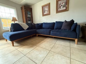 Macy's Jollene 113" Navy Sectional Couch - Excellent Condition + Free Delivery