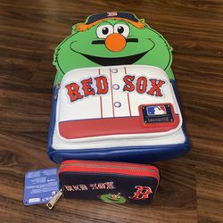 Loungefly Boston Red Sox Wally The Green Monster Mini Backpack & Matching Wallet