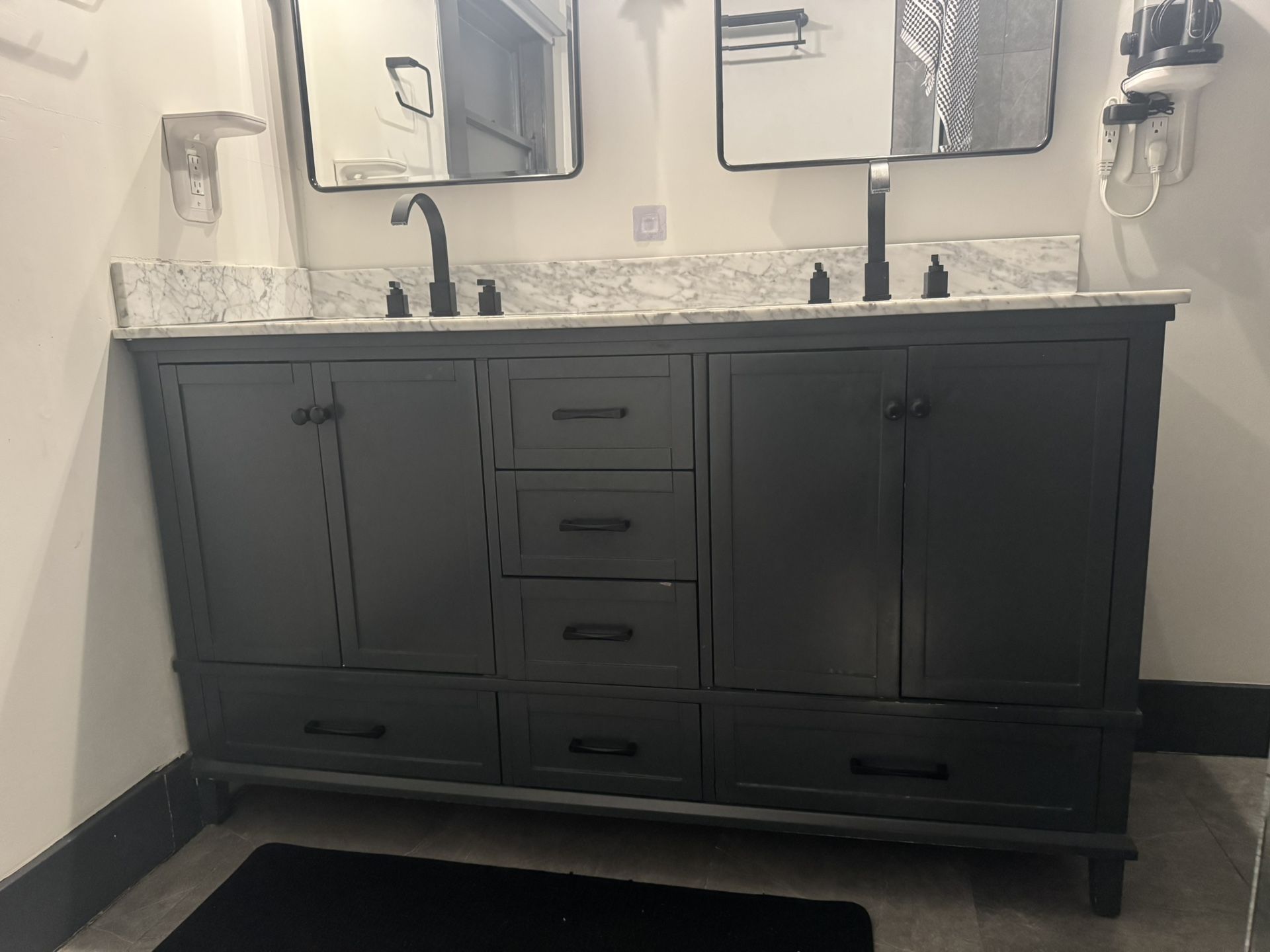 Bathroom Vanity 61 Inches X 36 X 22 Gray Blue 