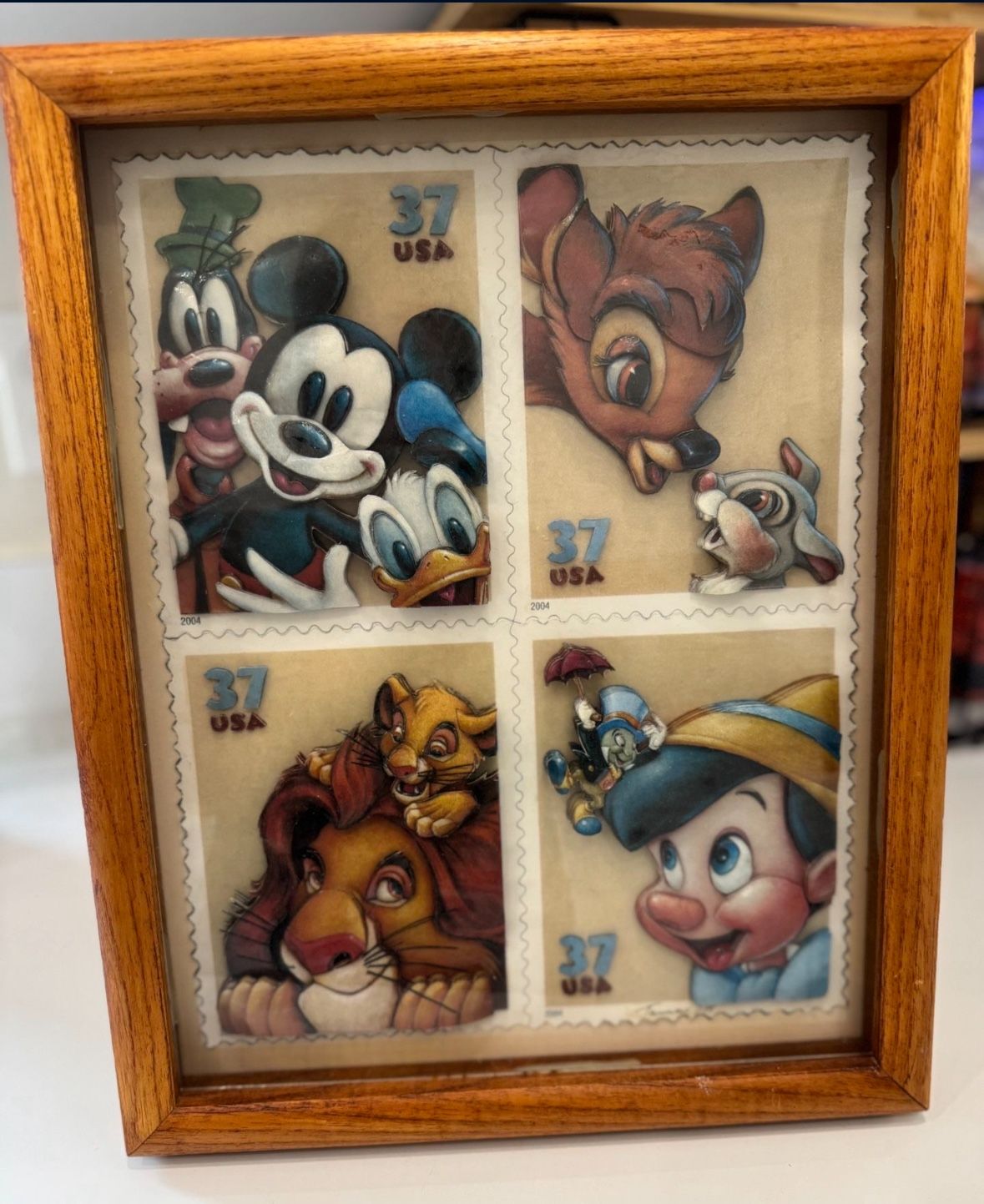Disney 3D Print Vintage Stamp Wall Decor Picture And Frame