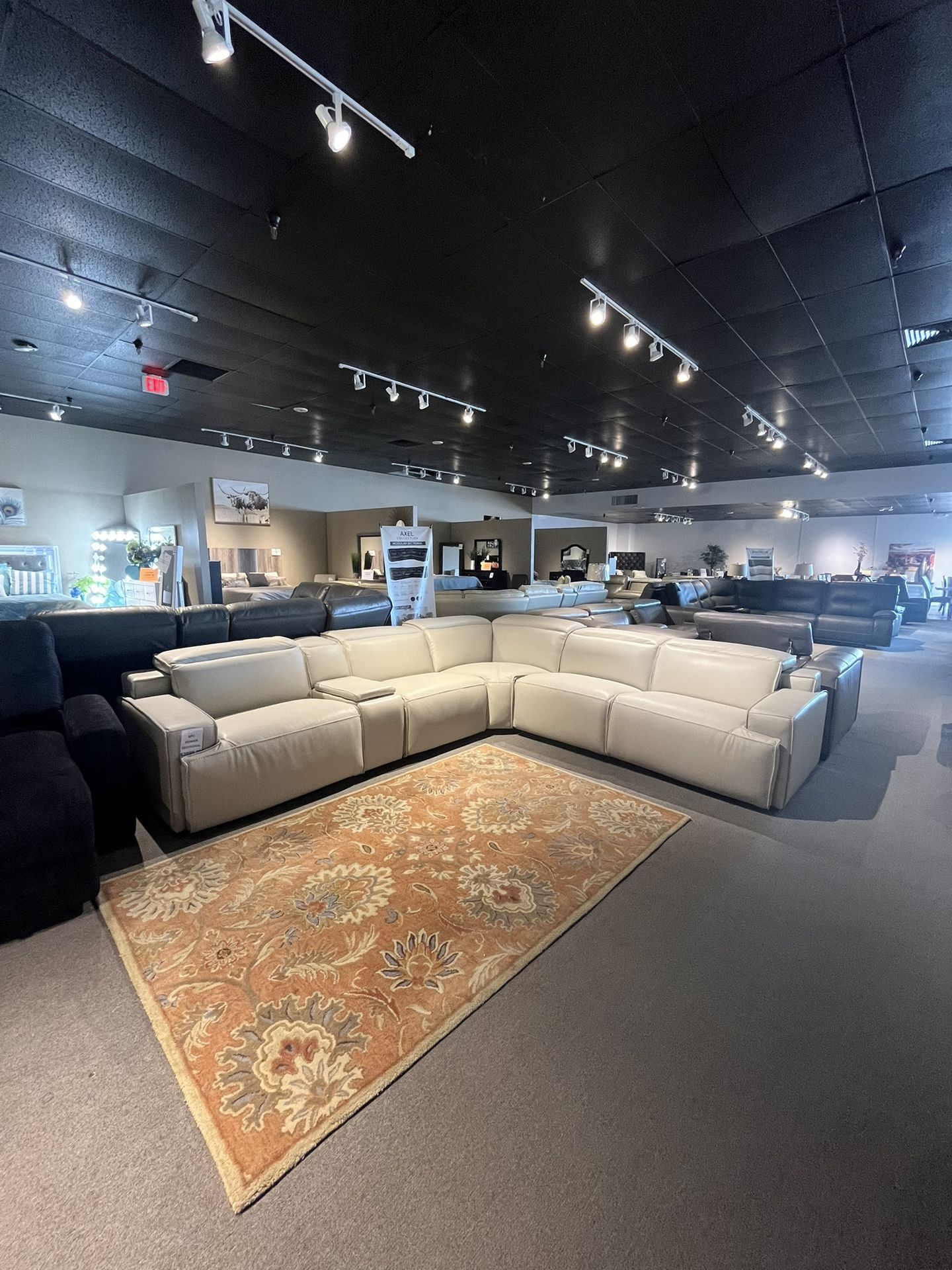 Ivory Leather 6PC Power Sectional Reclining