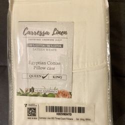 Carressa 100% Egyptian Cotton Queen Pillowcases - NEW 