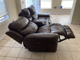 Leather electric reclining sofas set of 2