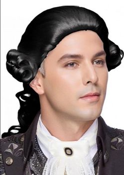 F55) Traqur Washington Costume Judge Colonial Wig for Men Funny Crazy Wigs Washington Halloween Costume Cosplay Party Wigs (Black)