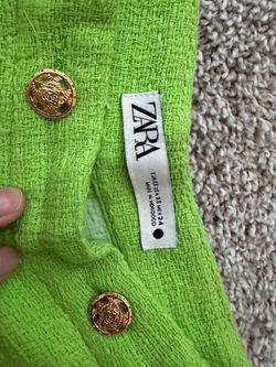 Zara textured shorts lime green
