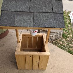 Outdoor Handmade Wishing Well Approximately 3 And 1/2 Ft Tall