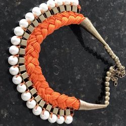 Antique carrot orange pearl necklace - beautiful