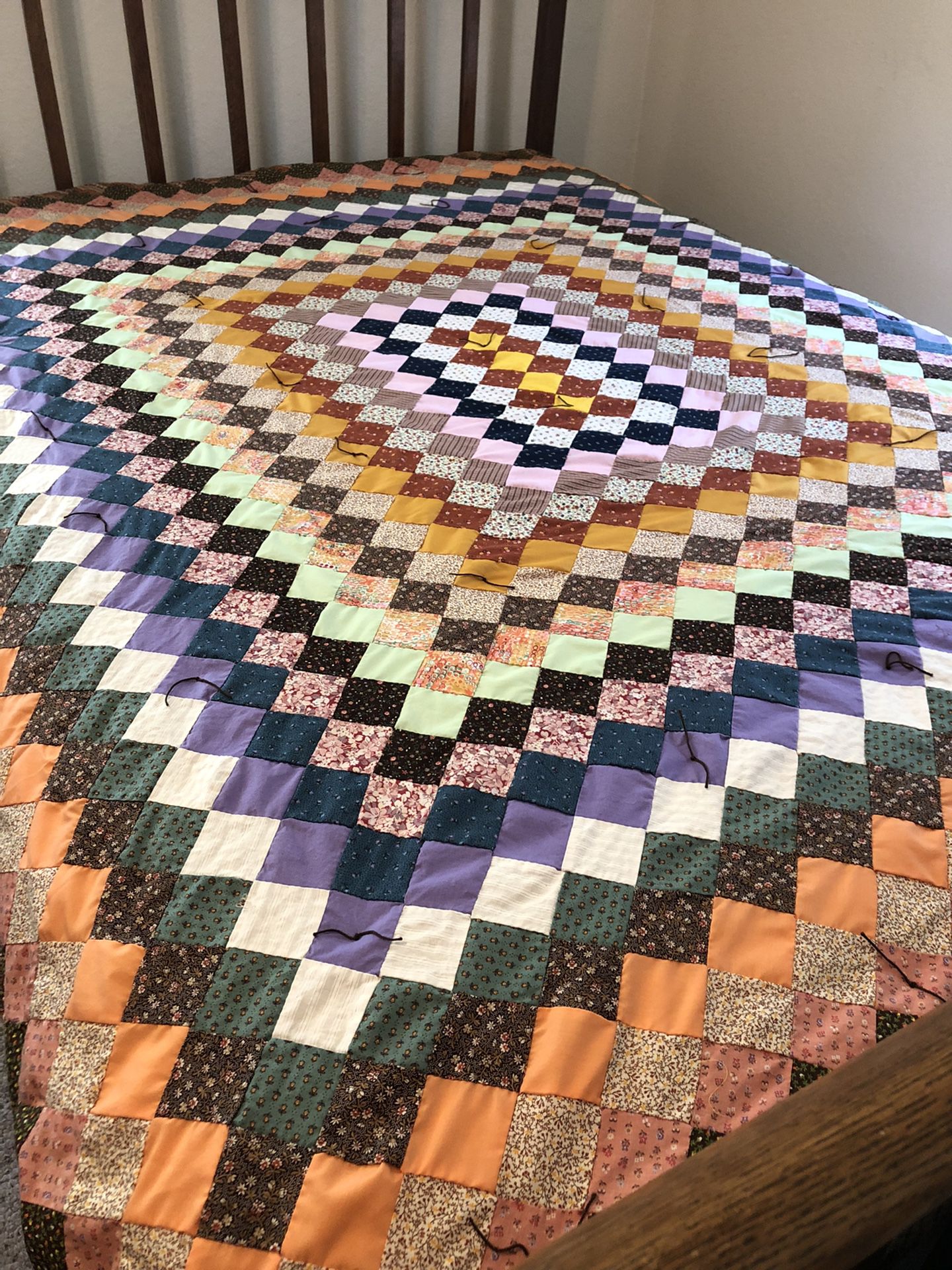Handmade Vintage Top With Modern Completion Quilt 