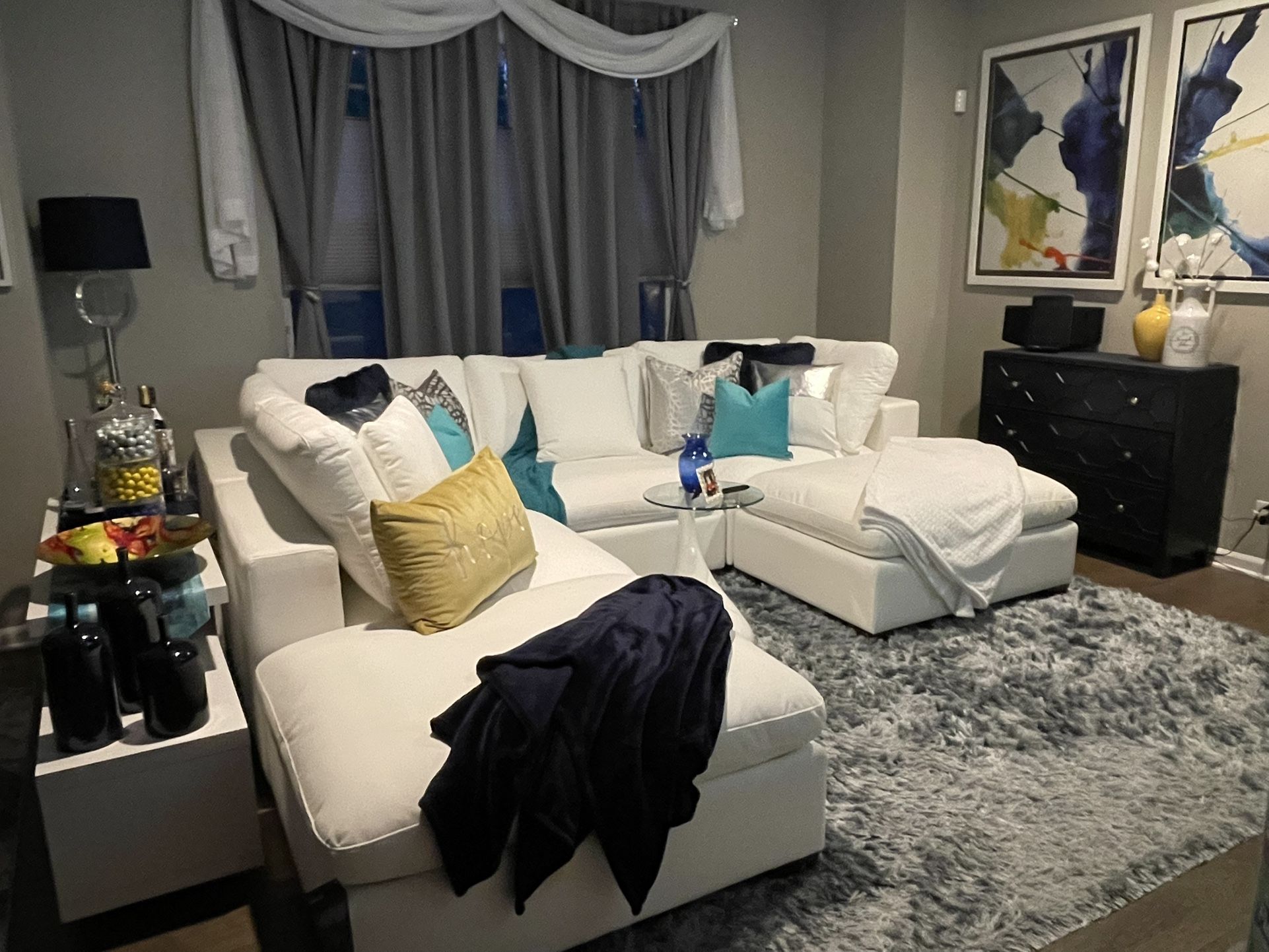 6-Piece Modular Sectional Sofa, White