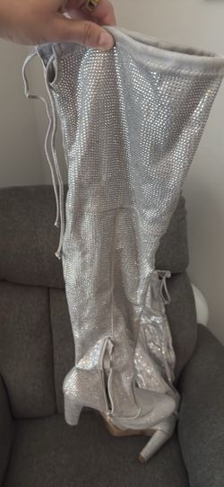 Silver Sparkle Tall Boots