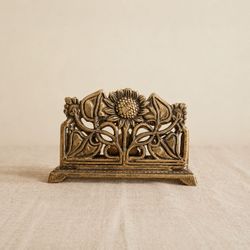 Brass Floral Letter or Napkin Holder Desk Organizer