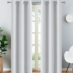 Yakamok 84 Inch Length Room Darking Curtains for Bedroom, Light Blocking Drapes Room Darkening Thermal Insulated Solid Grommet Panels for Living Room(