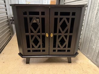 Black Geometric Accent Cabinet with Gold Handles