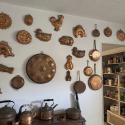 Copper Collection Tin Lined Jello Molds Kettles Pots Pans