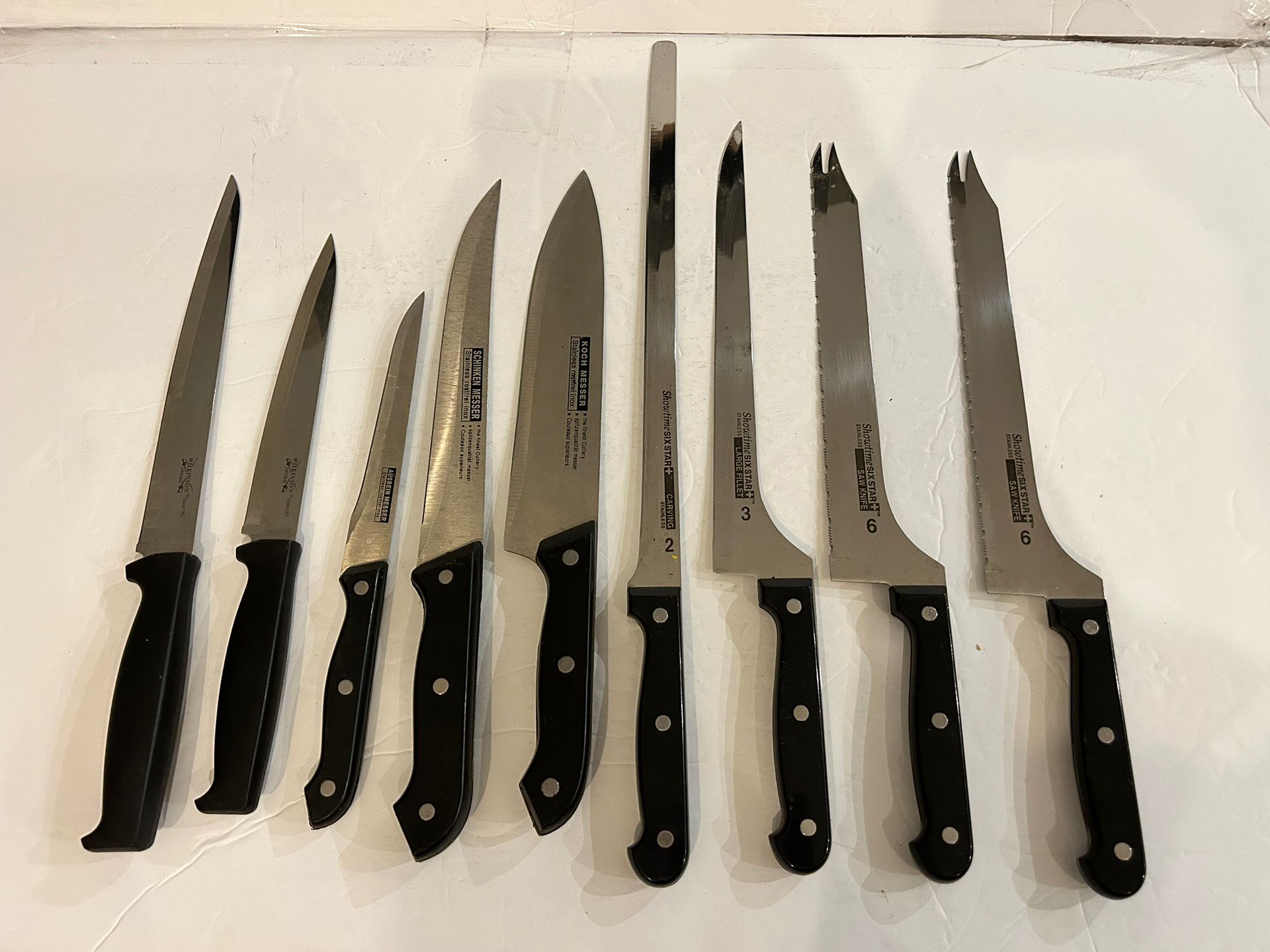 Kosh Messer Showtime SIX Star Cutlery - 9pcs Total - Carving Filet Saw