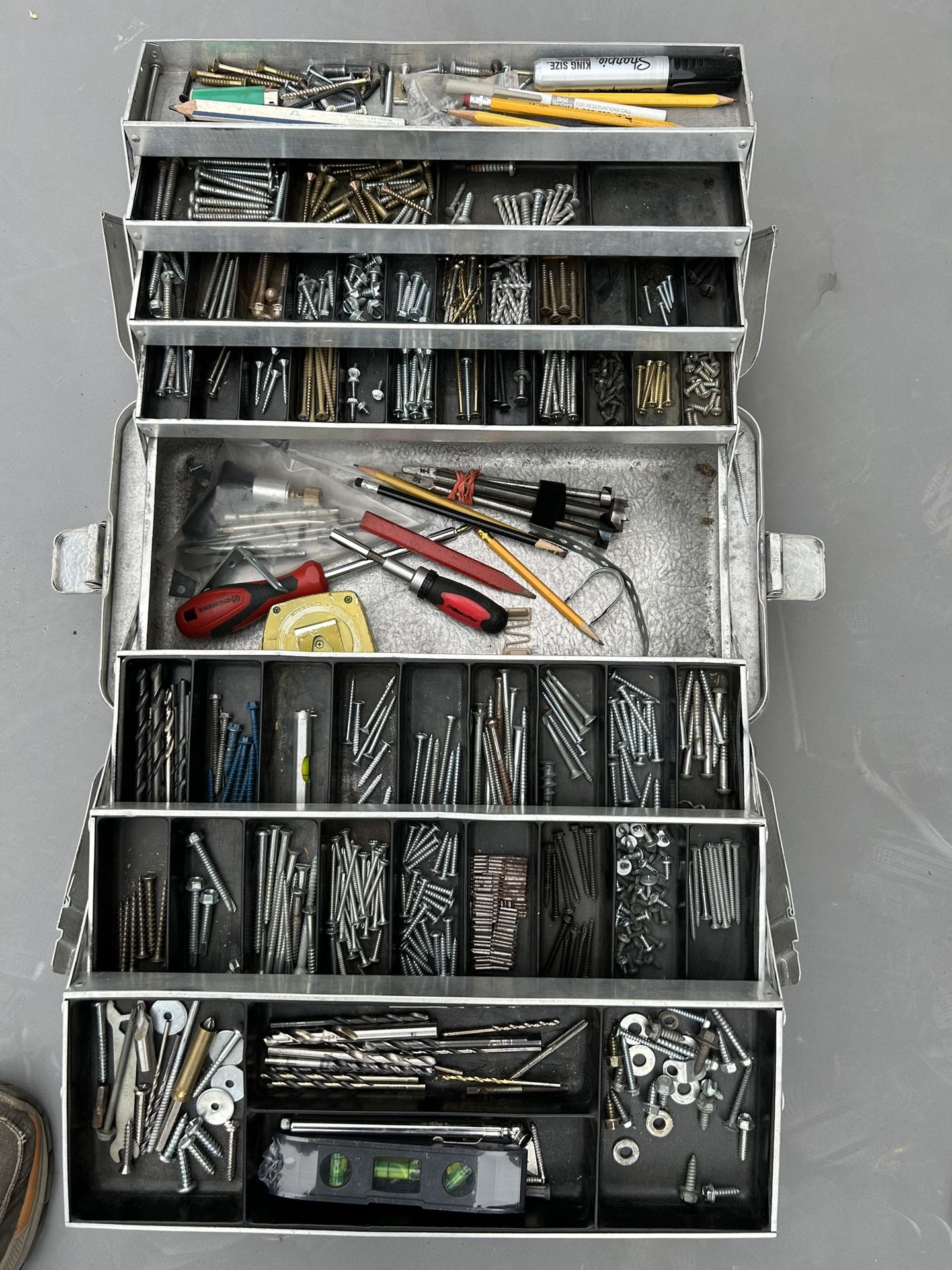 Tool box with tools and hardware $35