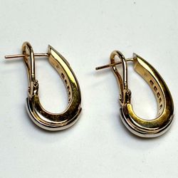 14K Two-Tone Gold Diamond Hoop Earrings
