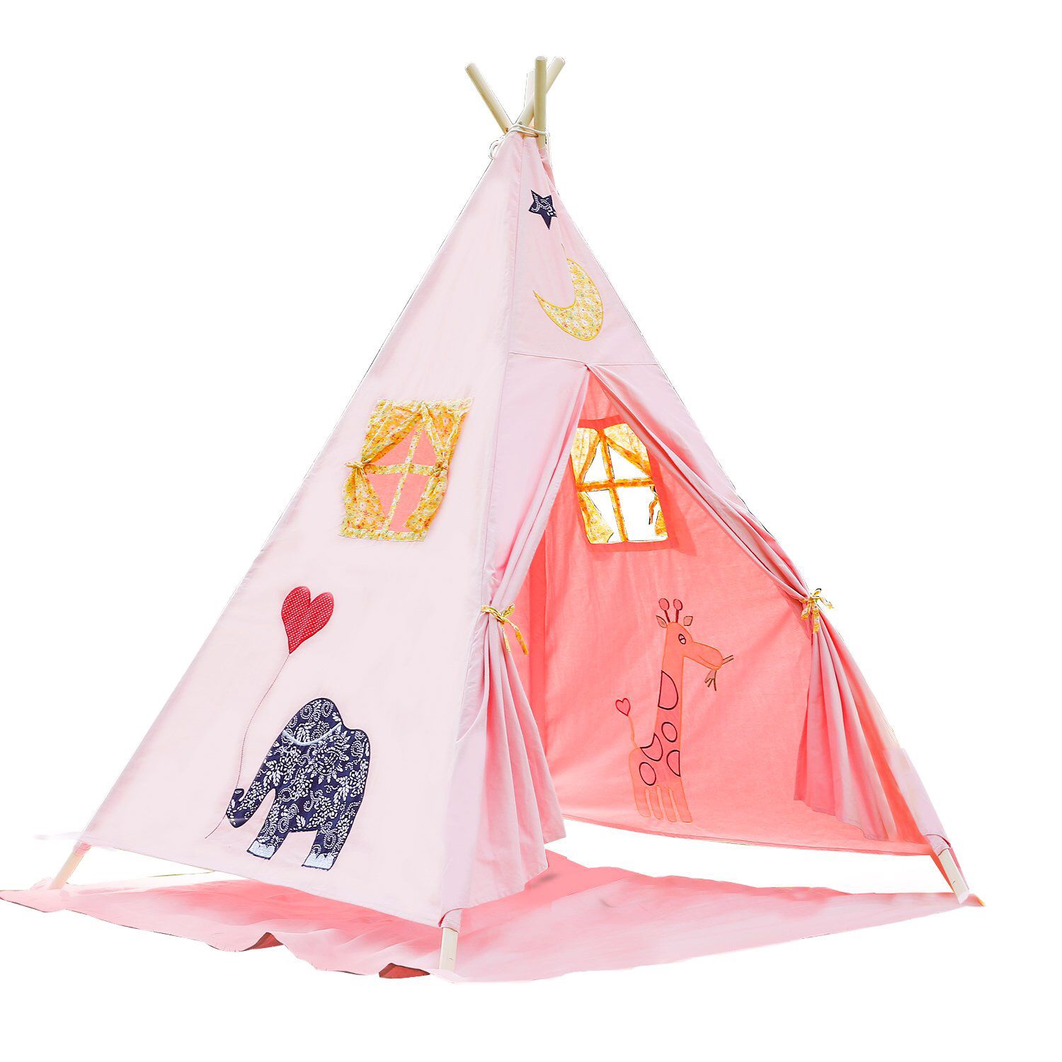 BATTOP Pink Kids Teepee Tent Cotton Canvas. No Pad or storage bag included