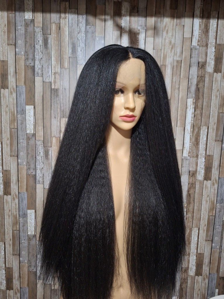 Human Hair Blend Lace Front Wig . 30 Inches Long