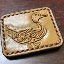 Genuine Leather Duck Brooch