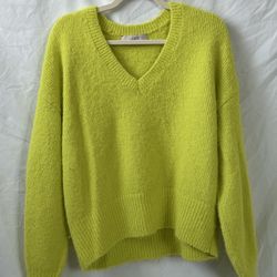 Loft lime green v neck sweater - medium %knitwear #vneck
