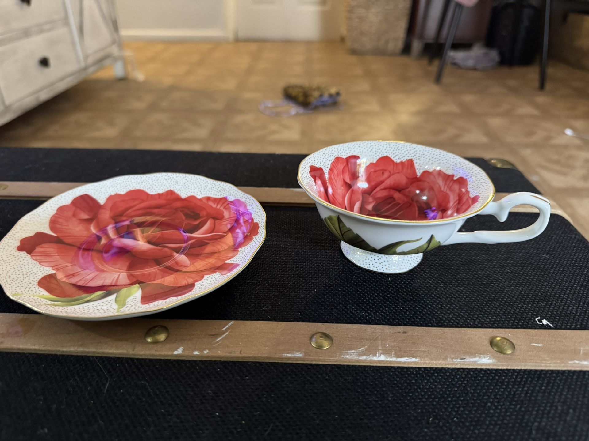The Stechcol Gracie Bone China Rose Cup and Saucer