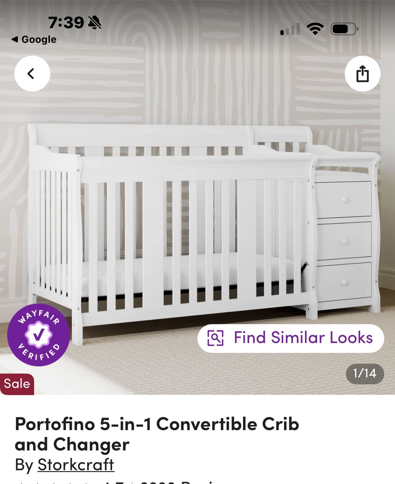 Gray Graco Crib With Changing Table and Mattress