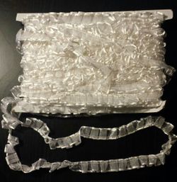7/8" inch White Ruffle Organza w/Satin