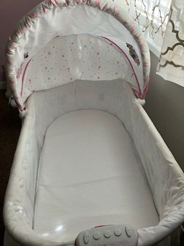 Bassinet And Baby Swing  Pink And White