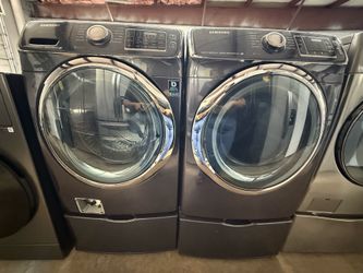 Samsung Front Load Washer & Dryer Set with Pedestals
