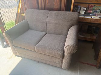 Tan Fabric Loveseat Two-Seater Sofa