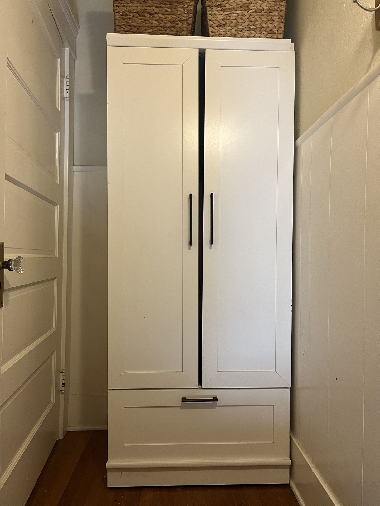 White Armoire Storage Coat Closet