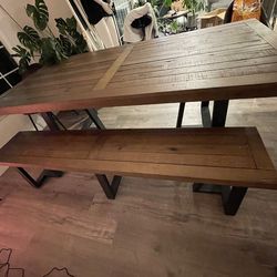 Wood Dining Table And Bench 