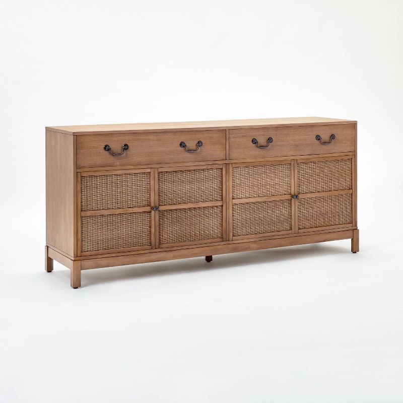 Brandeis Woven TV Stand for TVs up to 60" Brown - Thresholdâ„¢ designed with Studio McGee