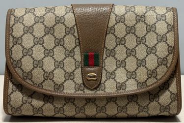 Gucci Vintage GG Supreme Web Sherry Line Clutch Bag Coated Canvas