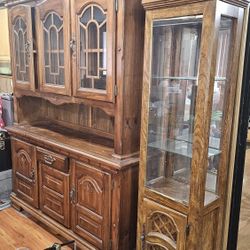 FREE – Solid wood china cabinet & matching curio cabinet