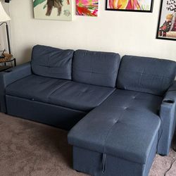Blue Pull-Out Sofa Bed (Full Size) – Great Condition- move out sale
