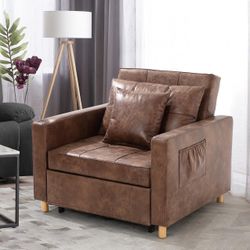 2 /    YODOLLA 3-in-1 Sofa Bed Chair, Single Sleeper Chair Bed with Adjust Backrest Into a Sofa,Lounger Chair,Single Bed,Converti