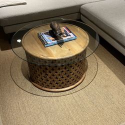 Pier One Coffee Table W/ 36" Glass Top