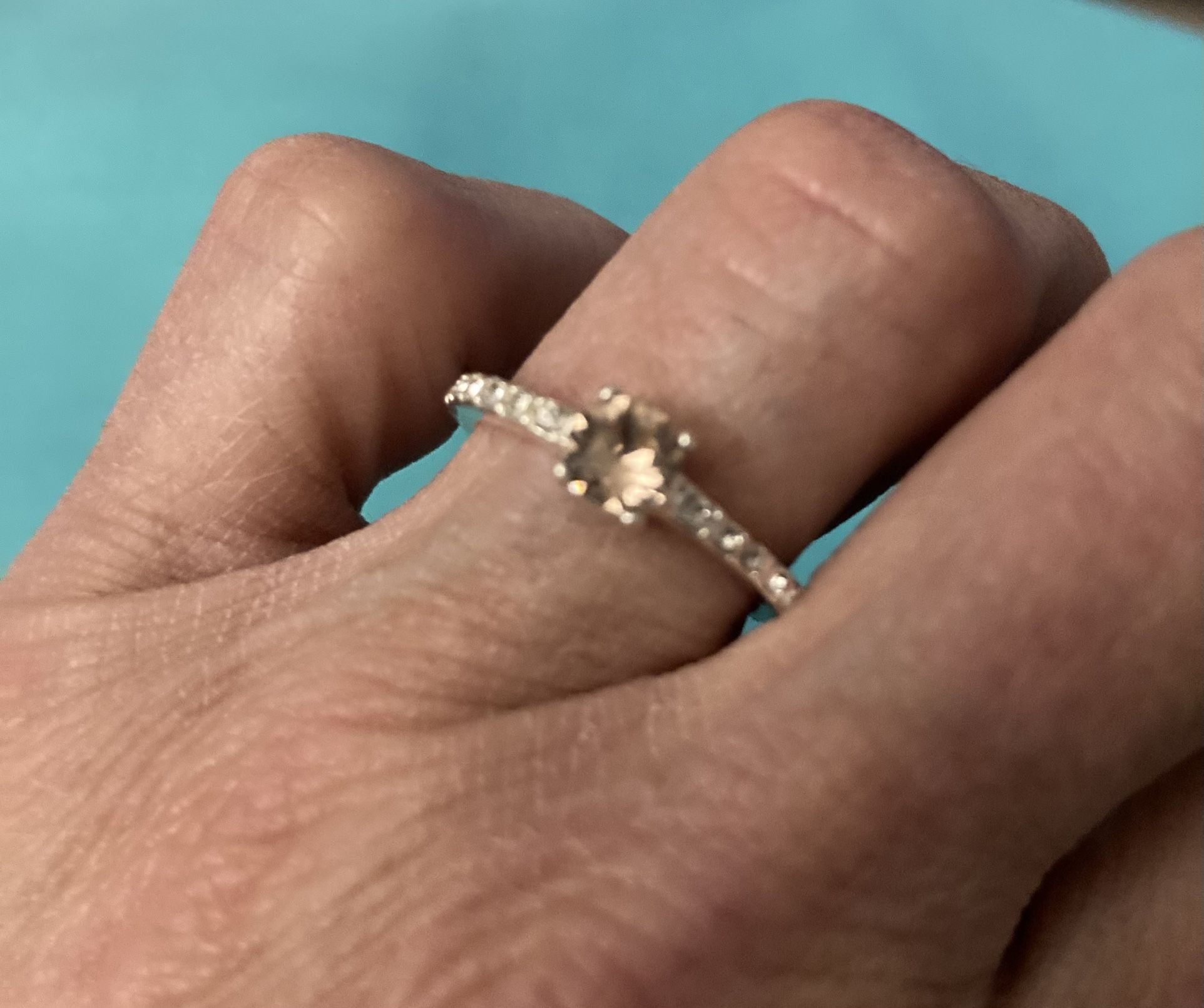 Pink Stone & CZ Engagement Ring