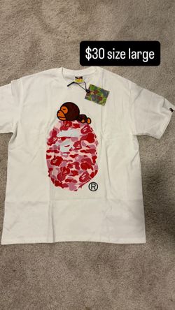 White and pink bape mens clothing streetwear designer fashion piece reselling
