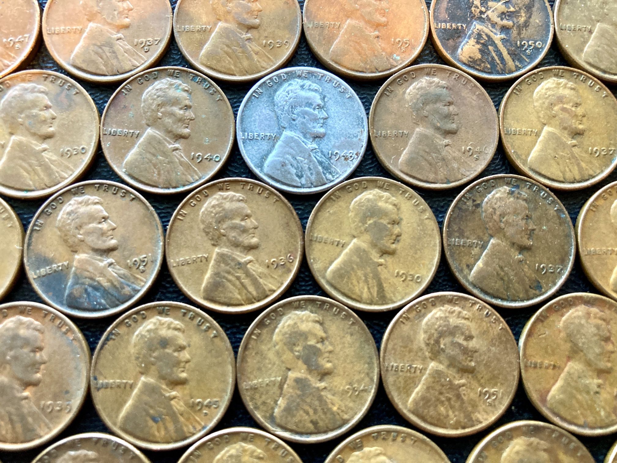 Full Roll 50 Wheat pennies from 1930 through 1958 Penny Vintage US Coins