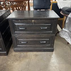 Vintage 2-Drawer Wood File Cabinet / Nightstand – Solid Wood 34”