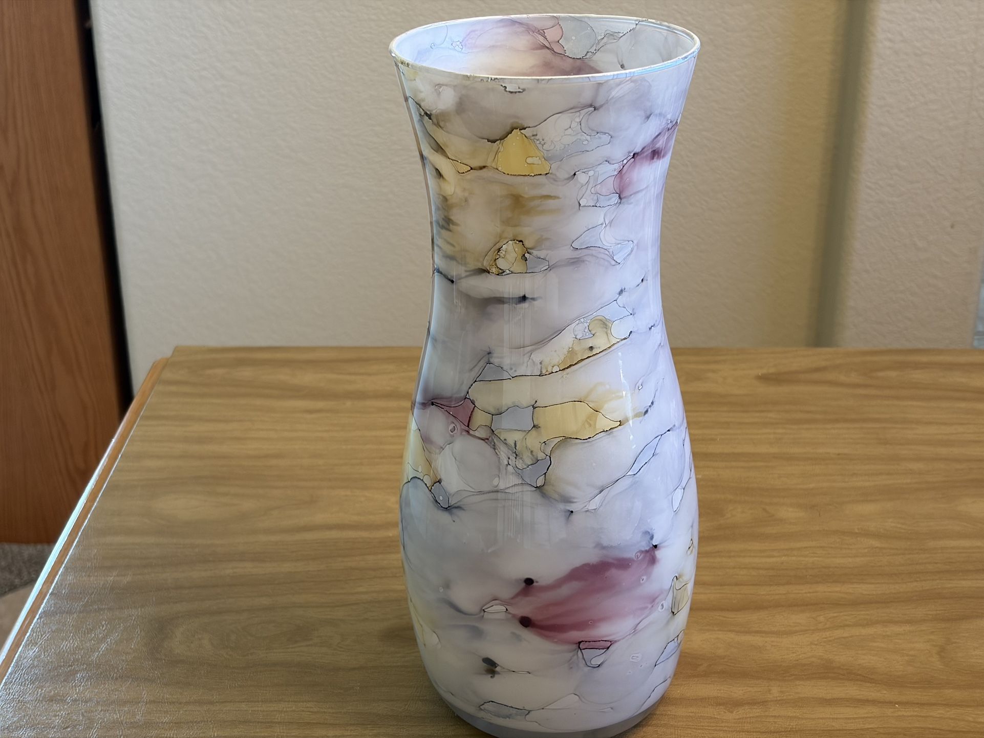 Stunning Tall Spring Multi-Colored Art Glass Vase