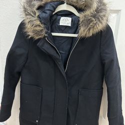 ZARA Girls 13-14yrs Navy Wool Coat